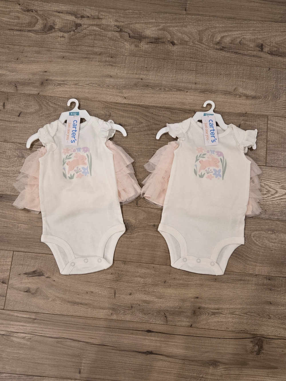 NWT Carter’s twins matching spring floral Bunny Tutu Outfit - Size 3M X2